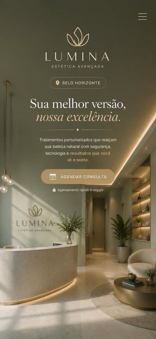 Conceito de site para clínica de estética · azul marinho clássico