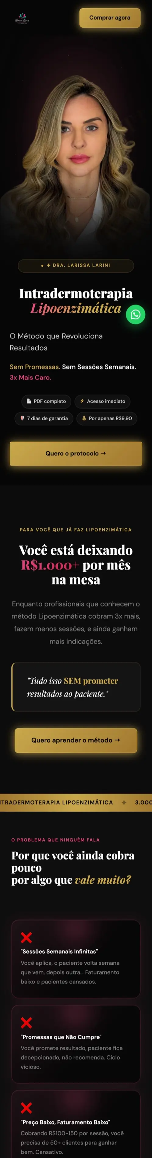 Versão mobile do site da Dra. Larissa Larini · Harmonização Facial