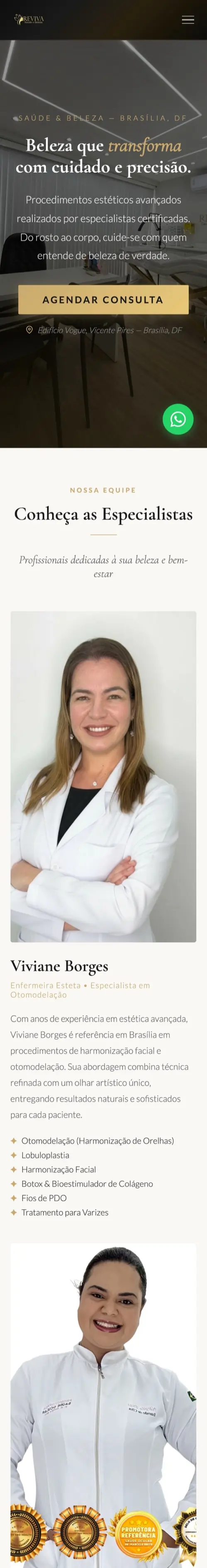 Versão mobile do site Reviva Saúde e Beleza · Estética Integrada (Brasília)