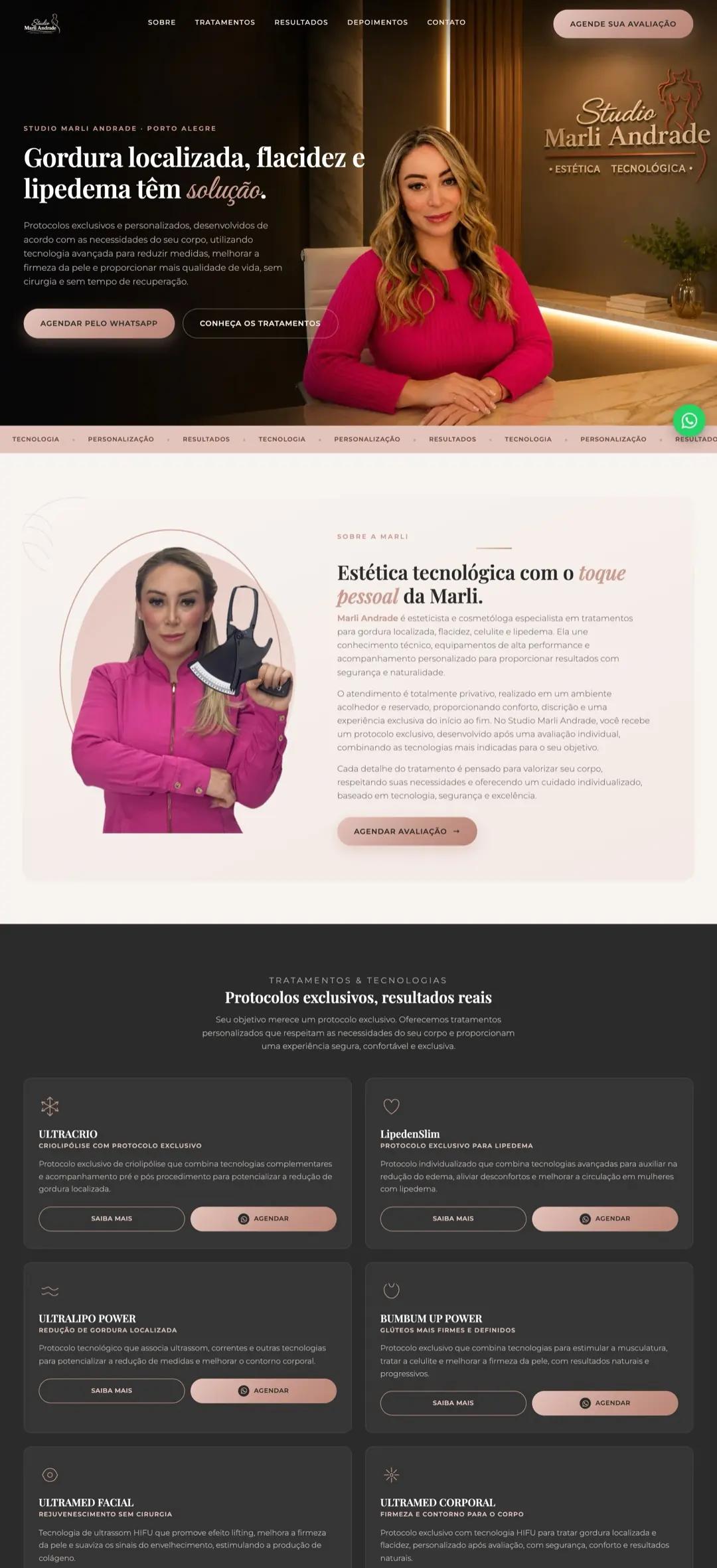 Site do Studio Marli Andrade · Estética Tecnológica (Porto Alegre/RS)