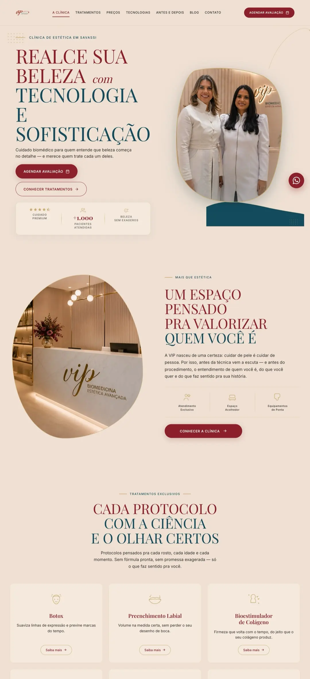 Site da VIP Biomedicina · Estética